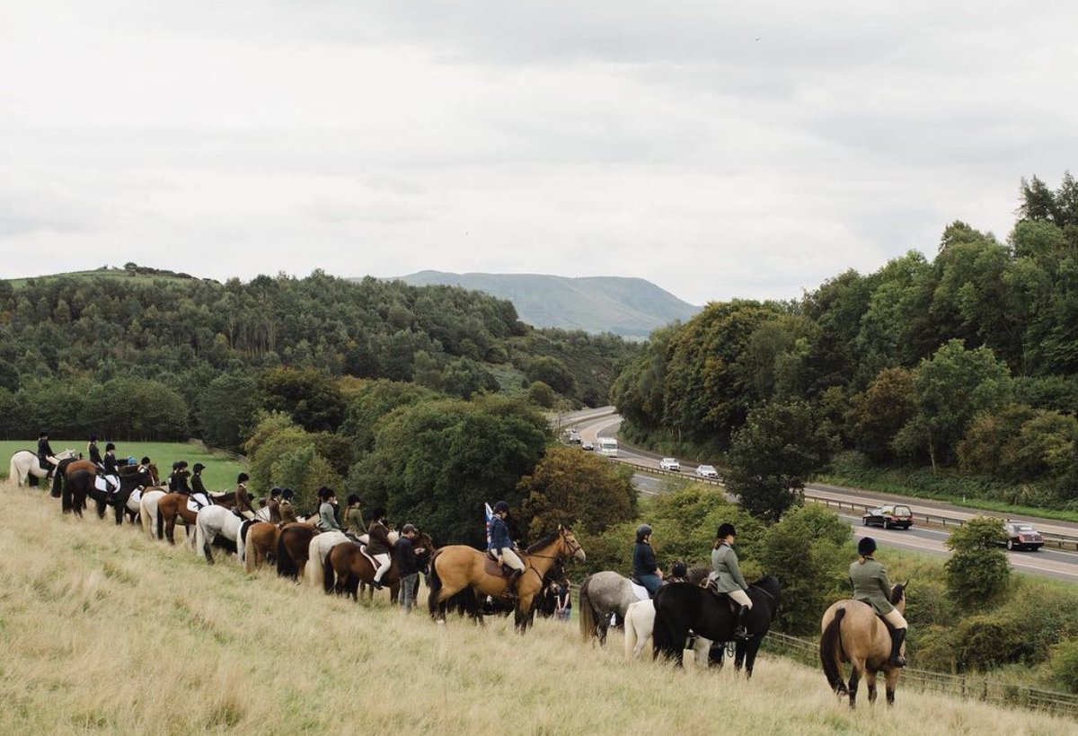 A line up of horses to say a final goodbye and honor Queen Elizabeth II while she made her last journey through Scotland earlier today 🤍