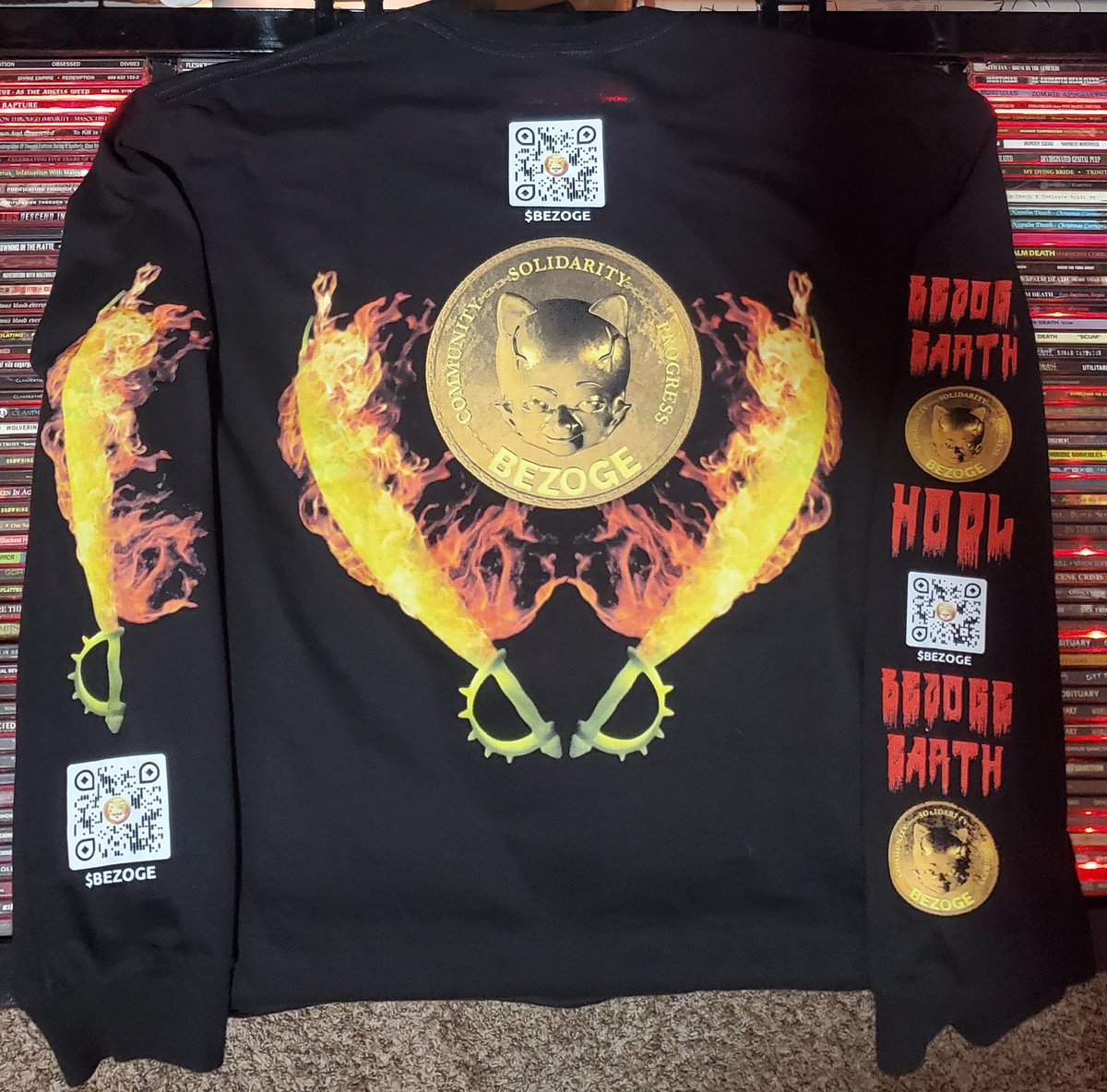 Wanted to share this custom <a href="/Bezoge/">Bezoge Ernesto</a> <a href="/legendofbezogia/">legendofbezogia</a> #ZERKZOGI 🩸 shirt I designed a while back. FINALLY came in this weekend from my guy/shirt maker in #Indonesia Turned out absolutely sick AF!!!  #LegendsOfBezogia #Bezoge2022 <a href="/R0nV33/">R</a> @bezogeh0lder #P2E #PlayAndEarn #NTFgaming