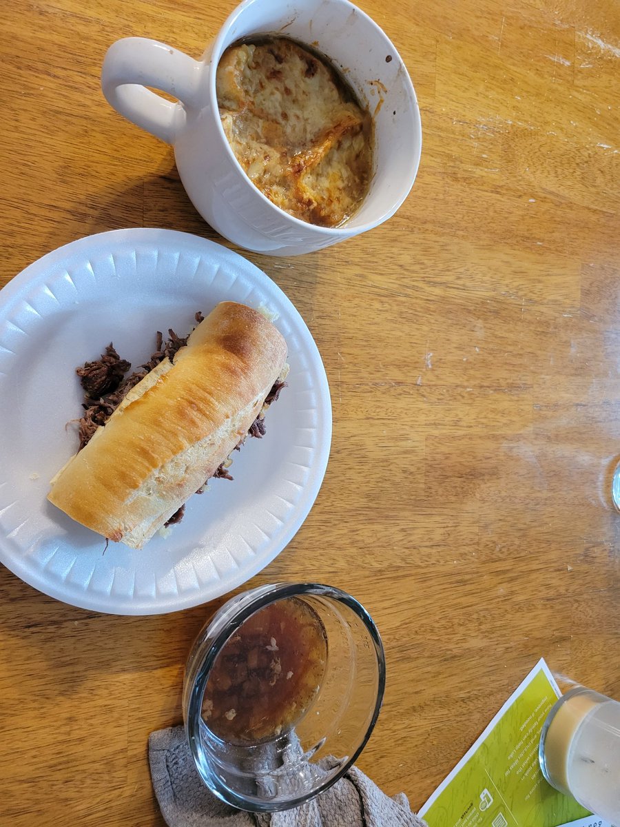 BradleeCastillo's tweet photo. Chef Bradlee Back at it again. Today we made French dip sandwich and French onion soup. https://t.co/UgYCDi5h9j