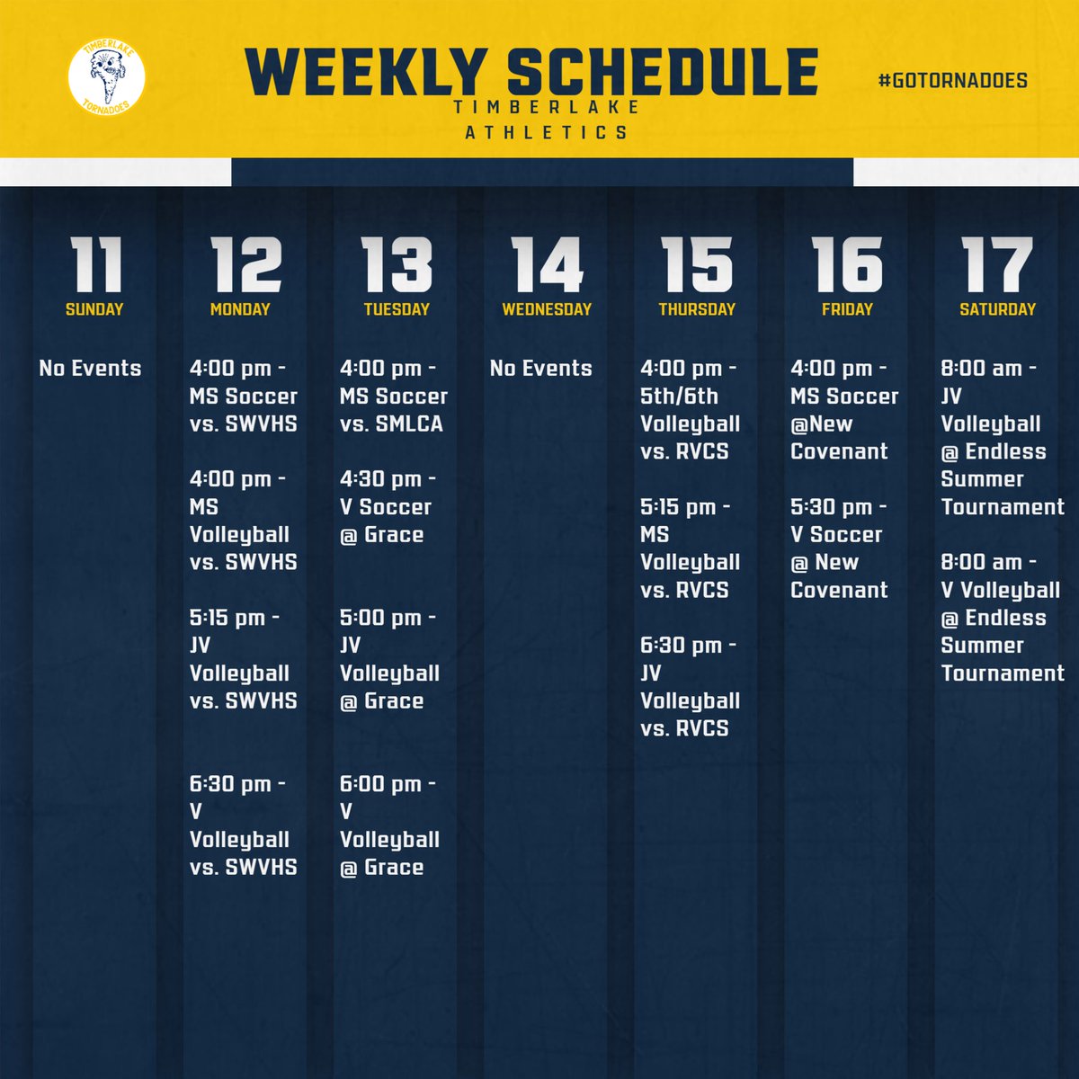 This week in Timberlake Athletics!! #gotornadoes