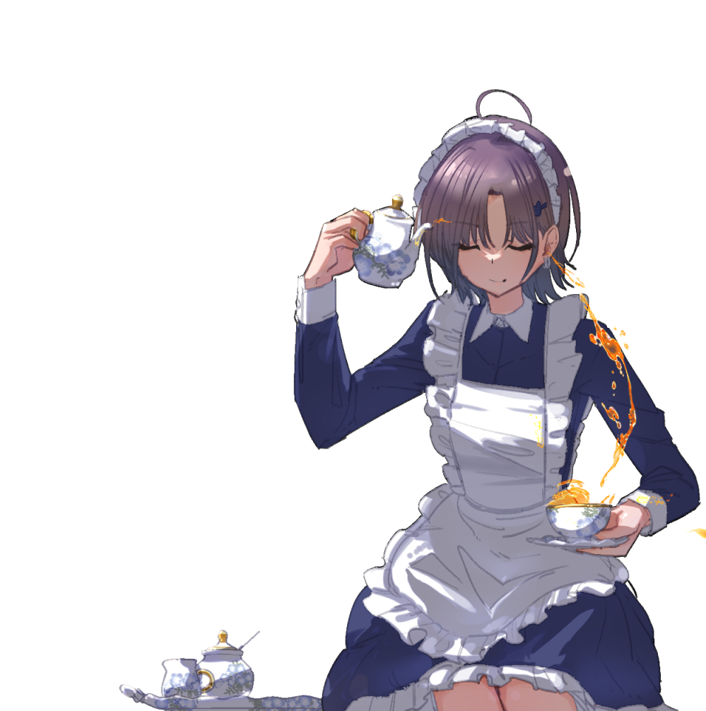 asakura toru 1girl pouring teacup maid teapot apron cup  illustration images
