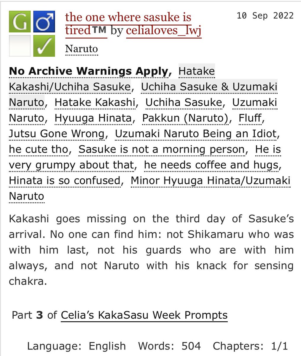 the one where sasuke is tired™️ by celialoves_lwj

archiveofourown.org/works/41616534