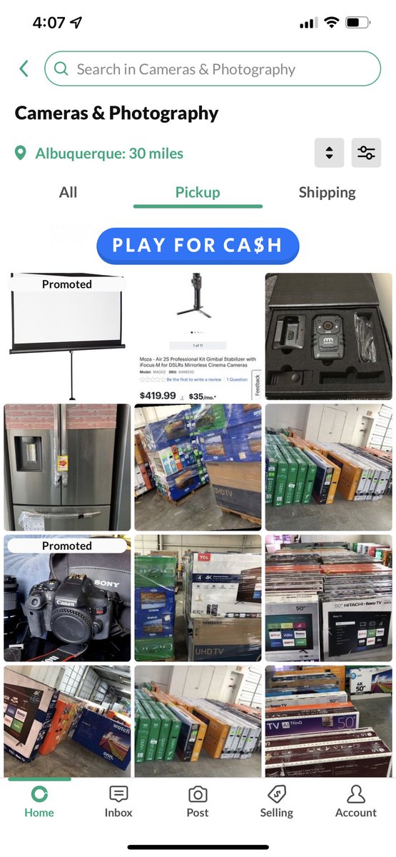 tommy2toes's tweet photo. @OfferUpSupport screen shot of your app. To much SPAM. Come on, tv’s and and refrigerators in the camera and photography section. https://t.co/n0KwReCSNW