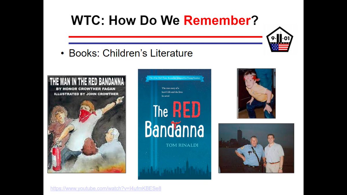 BuehlerMhs's tweet photo. My annual 9/11 presentation included 9/11 children's literature this year: echoed message of hope &amp; resilience. Ss shared NY parents' stories. S's family knew man in the red bandana. An attending sub shared picture of his Flight 77 friends. Muslim S appreciates sensitivity.🙏🏽1🌍 https://t.co/mas3ld7QKE