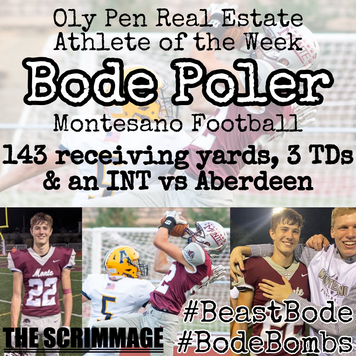 TheScrimmage's tweet photo. For his performance in Montesano’s 29-0 win over Aberdeen on Friday, Bode Poler is our Oly Pen Real Estate Athlete of the Week.
#BeastBode #BodeBombs https://t.co/gyEFXyqvlq