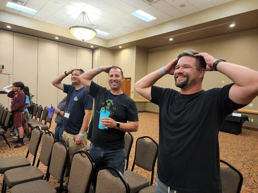 CaliforniaPAL's tweet photo. We started off the Youth Mentoring &amp; Leadership Academy (YMLA)  conference with some fun icebreakers led by the 2020 Youth Directors Council Alum, Gabby Salmeron and Eddie Fabi.  Chaperones and youth leaders happily played along! https://t.co/mmuUxcTjqk