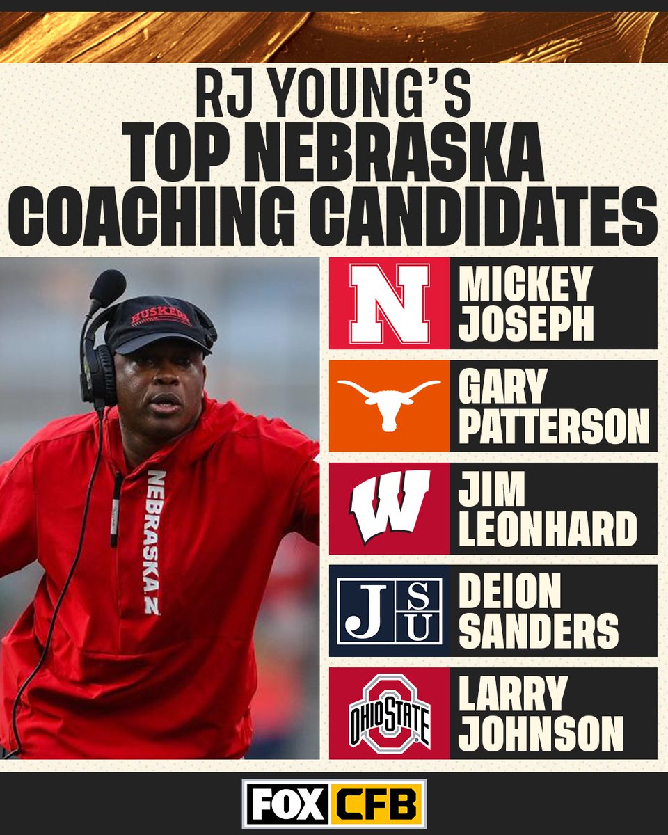 Nebraska has a big hire to make at Head Coach ahead of them 👀 

Which coach from <a href="/RJ_Young/">RJ Young</a>'s list of top coaching candidates would you like to see the Cornhuskers hire?