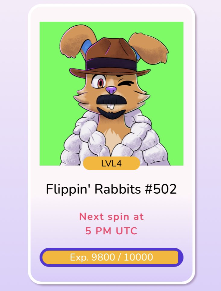 Picked up another <a href="/FlippinRabbits/">Flippin' Rabbits</a> today, pretty sweet deal if you ask me! Pretty much a lvl 5 for near FP, can’t beat it. In total that makes 34 rabbits for me. I will continue buying rabbits because I am so confident in this team! #Builders #FlippinRaid #FlippinGach Rabbit #502
