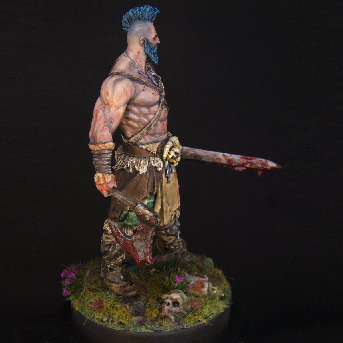 Alanhperry's tweet photo. Finally got around to taking some pics of this, Hagbard from Black Sun Miniatures. I keep wanting to call him Hagbard the Horrible! Great figure and managed to utilise both of his weapons. My first 75mm Figure. -Shared from Instagram- #blacksunminiatures #miniaturepainting https://t.co/2anxJigwMp