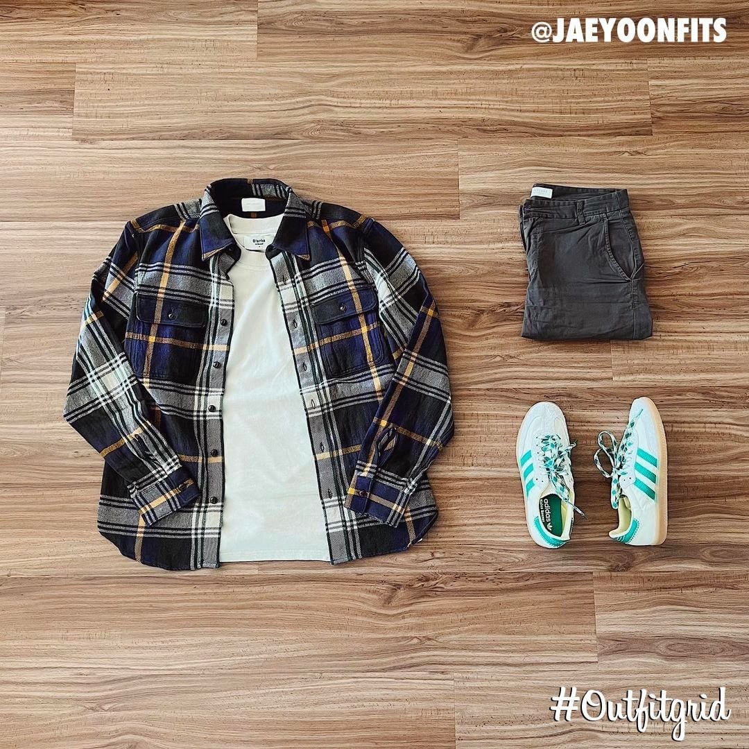 outfitgrid's tweet photo. Today's top #outfitgrid is by @jaeyoonfits.
▫️ #AimeLeonDore #Flannel #Shirt
▫️ #WalesBonner x #adidas #Samba
▫️ #Everlane #Denim
▫️ #RepresentClo #Tee https://t.co/fGM0nODrSJ