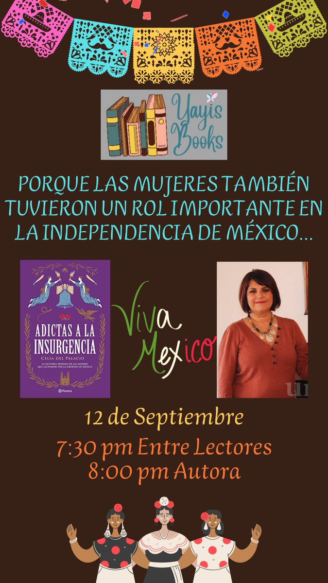 BooksYayis's tweet photo. Te invito a que nos acompañes a platicar con @celiadelp sobre su libro "Adictas a la Insurgencia".
Si te interesa unirte, envíame mensaje directo.

Instagram: @yayisbooks

@PlanetaLibrosMx 
@Planetadelibros 
@edit_planeta https://t.co/53jyrJbeDj