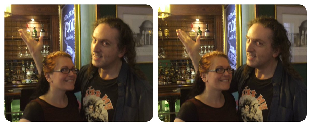 StereoSimian's tweet photo. The @2000adSouthern met up at the @CrownAnchor1 to celebrate the 10th anniversary of #Dredd3D, the amazing film adaptation of @2000AD’s future lawman.

I was on hand to take several blurry #stereoscopic #3D pics… *hic*

2/2 https://t.co/fDPfXust1A