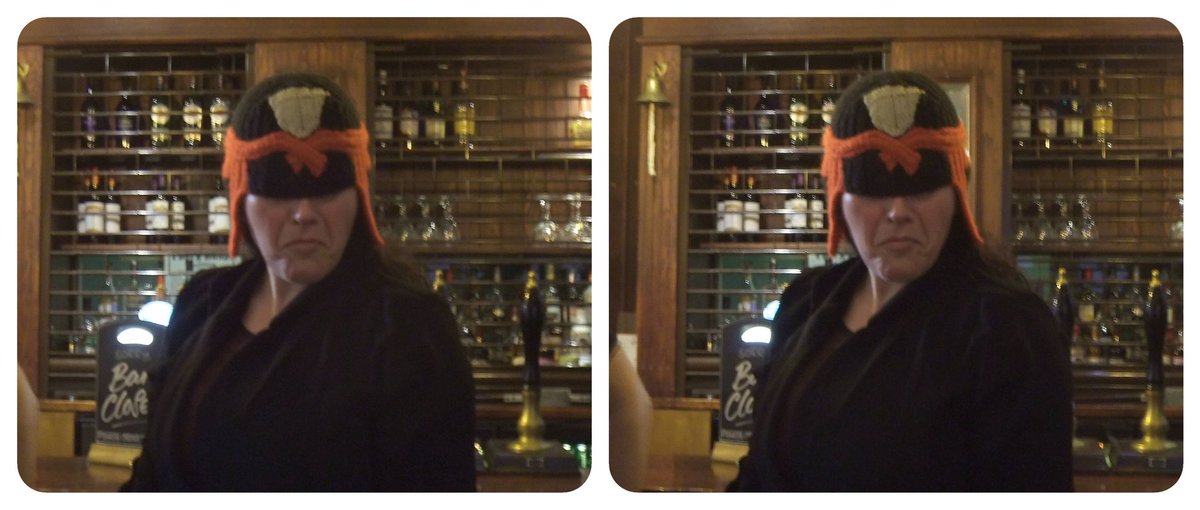 StereoSimian's tweet photo. The @2000adSouthern met up at the @CrownAnchor1 to celebrate the 10th anniversary of #Dredd3D, the amazing film adaptation of @2000AD’s future lawman.

I was on hand to take several blurry #stereoscopic #3D pics… *hic*

2/2 https://t.co/fDPfXust1A