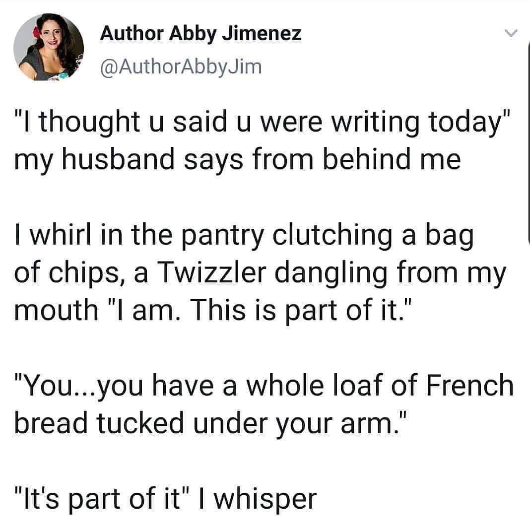 It's part of it, so, shush your face. Lol #writing #adhd #snacks