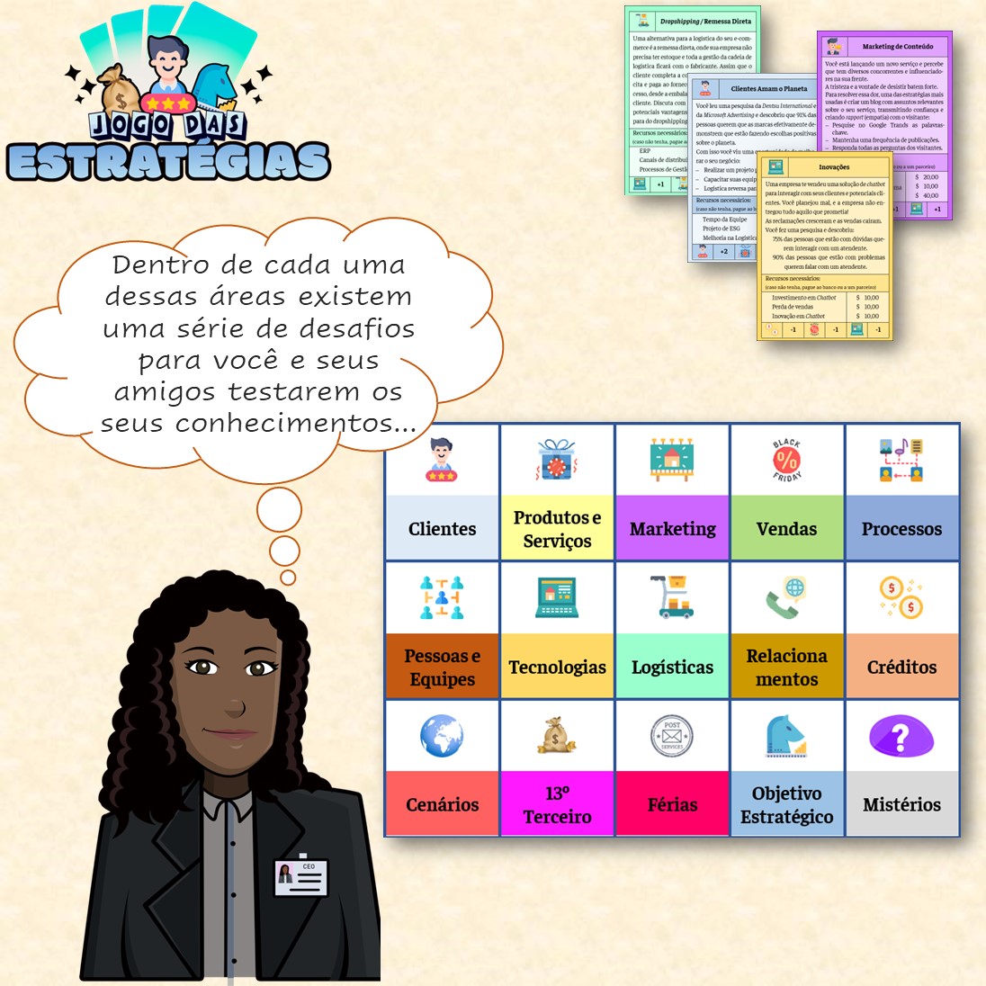 JogoEstrategias's tweet photo. O quão bom jogador você? Nos negócios e no tabuleiro de um game board? O Jogo das Estratégias é a união entre tabuleiro e cartas com estratégias de negócios. Aprender a empreender nunca ficou tão fácil...

 #jogosdetabuleiro #gamificação #gestaodenegocios #diversaogarantida https://t.co/GT2pM07L7B