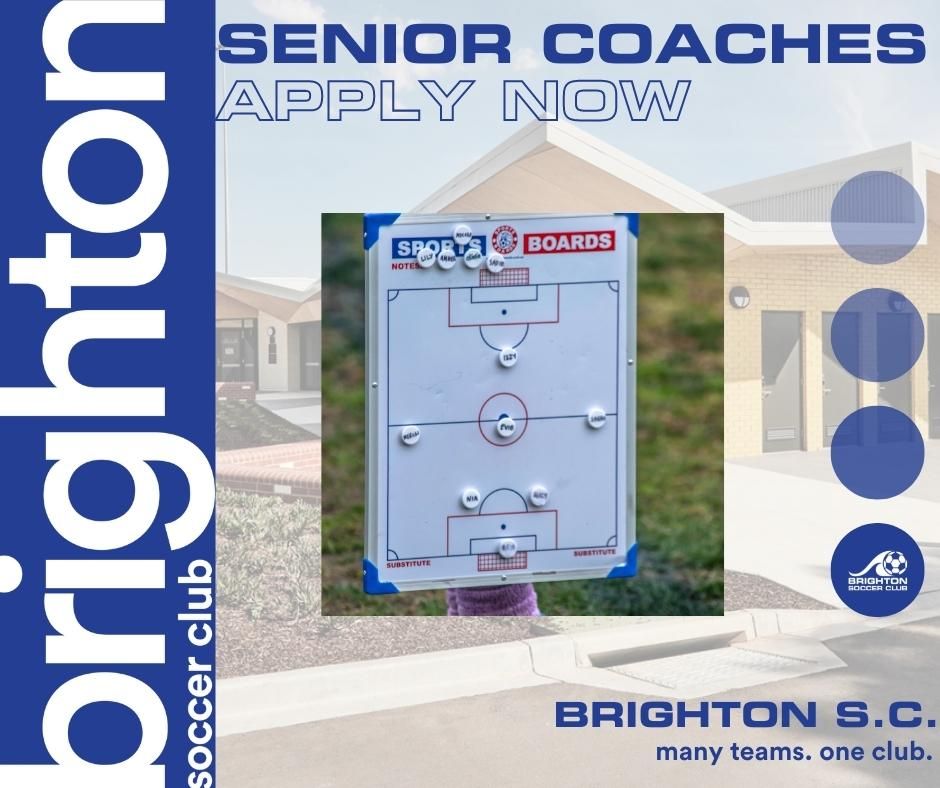 Brighton Soccer Club is seeking applications from both experienced and aspiring Senior Football Coaches who are looking for new opportunities in 2023. 

Apply now

form.jotform.com/222498676051867

Applications close on the 21/9/22