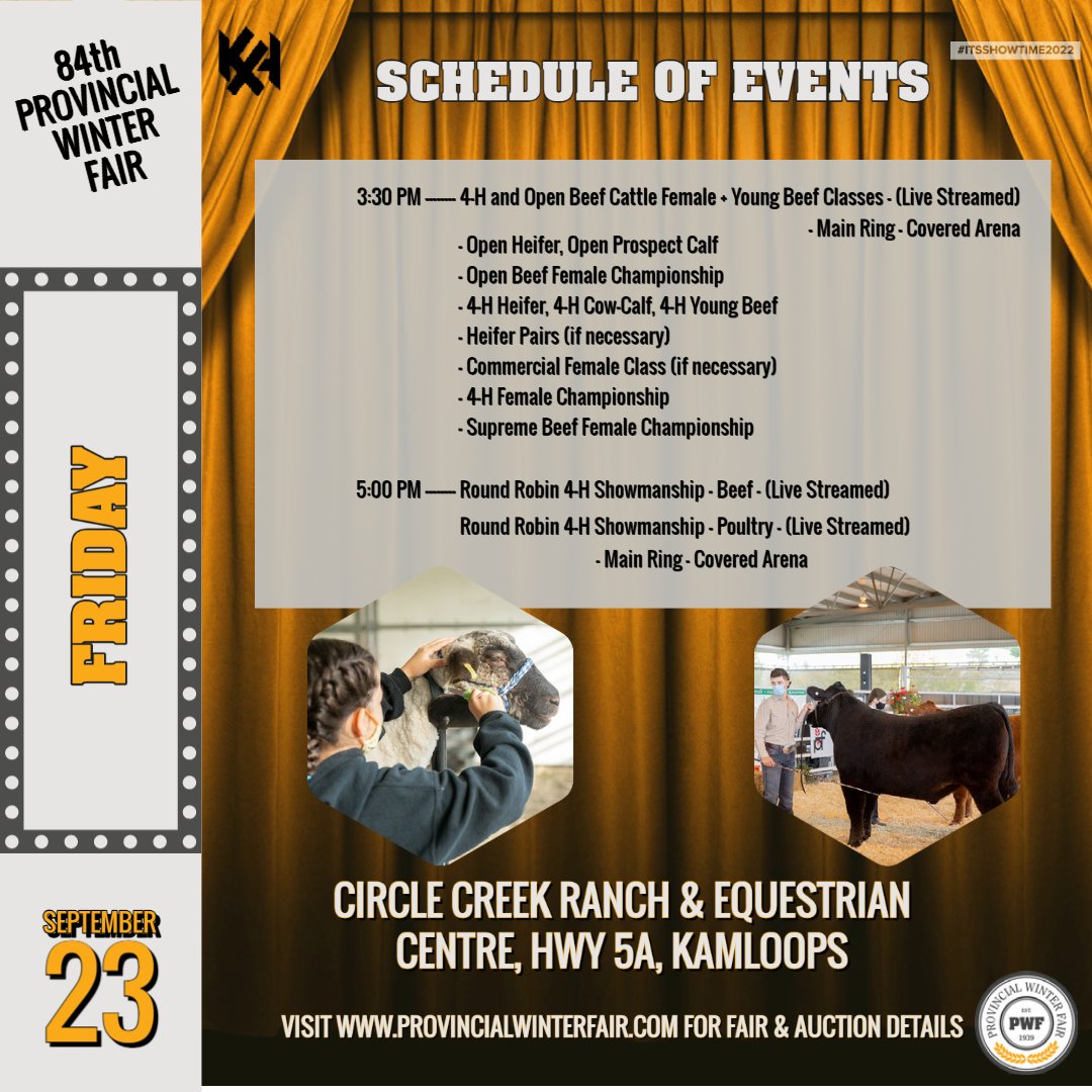 PWFKamloops's tweet photo. Friday of the #84thPWF kicks off with member judging, 4-H #beef &amp; #sheep female classes, and #teamgrooming events, plus the #poultry show! #Cloverbud and #UncleChristheClown activities kick off in the afternoon! Come on down to the #fairgrounds for local #familyfun! https://t.co/NDoap6MQhU