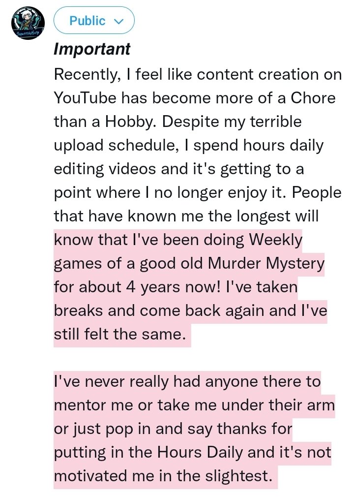 harp6288's tweet photo. •Quitting YouTube Content Creation (may change later) 
• Saying thanks to people
• Legacy of @webecomplex that I continued 4 years later Weekly
• Mental Health + issues https://t.co/uEA8okWgts