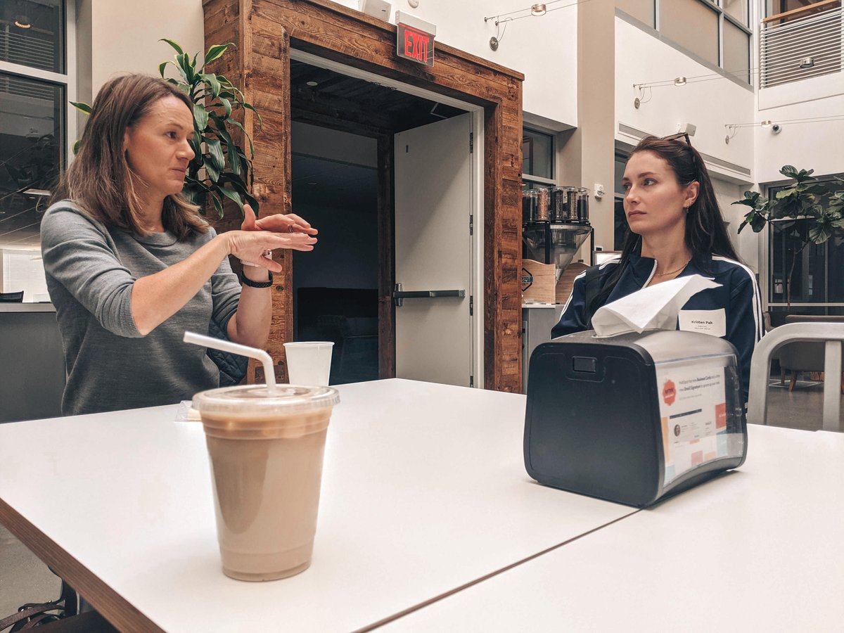 avidlyapac's tweet photo. Our Head of Solutions discussing ideas for the @HubSpot platform with the Chief Product Officer herself, Stephanie Cuthbertson 🤩🤩🤩  #HubSpot #inbound22 @INBOUND https://t.co/K0IsVQGPkS