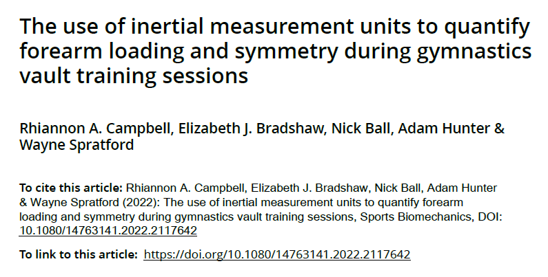 🚨New paper alert🚨
Latest PhD publication is available online at <a href="/sportsbiomechj/">Sports Biomechanics</a>!🤸‍♀️

Use this link for free access: tandfonline.com/eprint/NAPKIBA…

<a href="/WayneSpratford/">Wayne Spratford</a> <a href="/ausbiomechanics/">Elizabeth Bradshaw</a> <a href="/UniCanberra/">University of Canberra</a> <a href="/UC_RISE/">UCRISE</a> <a href="/theAIS/">Australian Institute of Sport</a> <a href="/BioPPEx_MQ/">BioPPEx Research Group</a>
#gymnastics #biomechanics  #research #sports #science