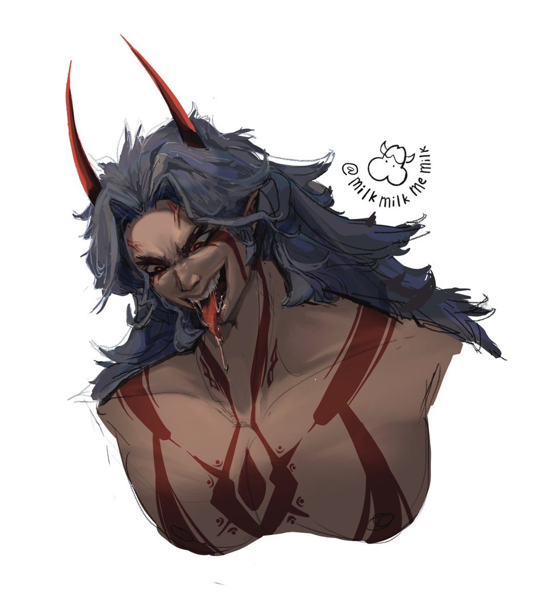 MilkMilkmemilk's tweet photo. #Itto if he didn’t hold back and unleashed his full oni powers 😈

Headcanon: when he transforms, his body grows almost twice in size and his collar(?) snaps 😳

#Genshinlmpact #genshinimpactfanart https://t.co/HCIi8hWpZs