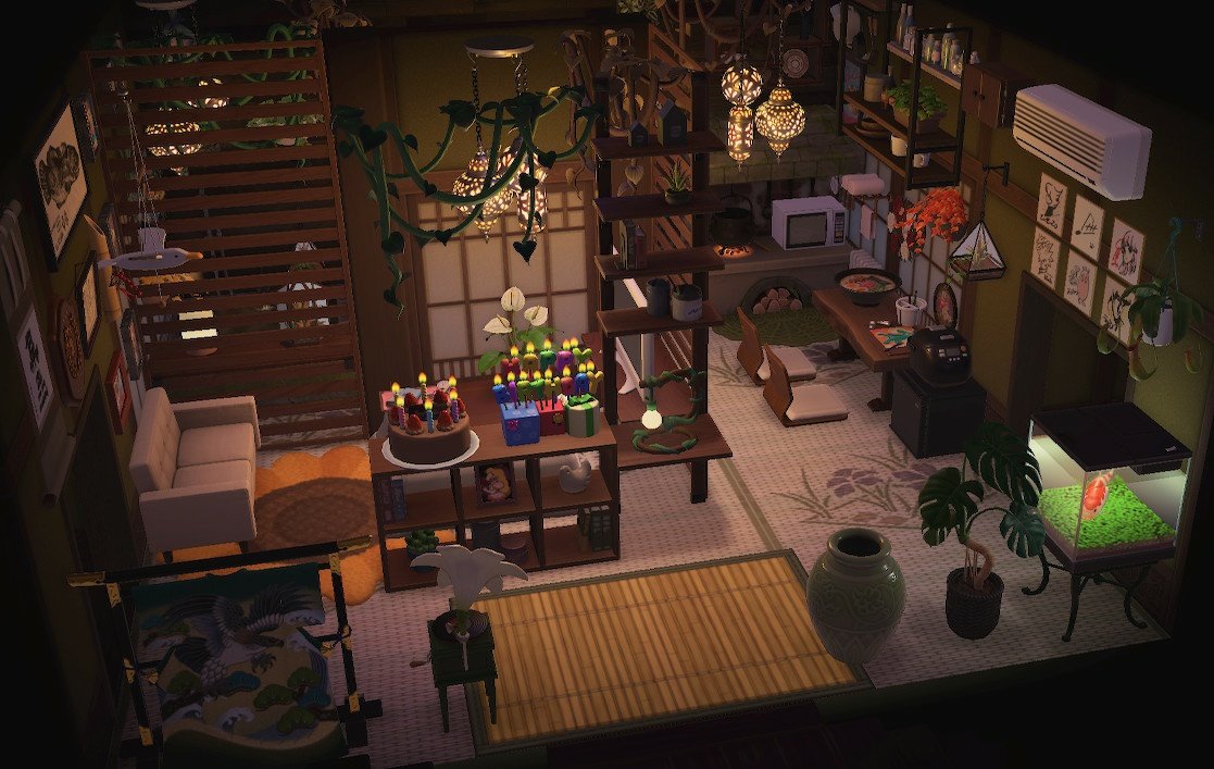 acnhmoonbeam's tweet photo. I made some small adjustments to my main room to make it more cozy for fall🍂🍁🌾🌻 #acnh #animalcrossing #acnhinterior #acnhinspo https://t.co/K3aXG4L49q