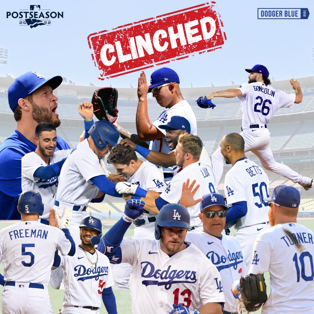 Dodger Blue on X: And with that, #Dodgers clinched a postseason berth for  the 10th consecutive season. They're the first team to do so this year.    / X