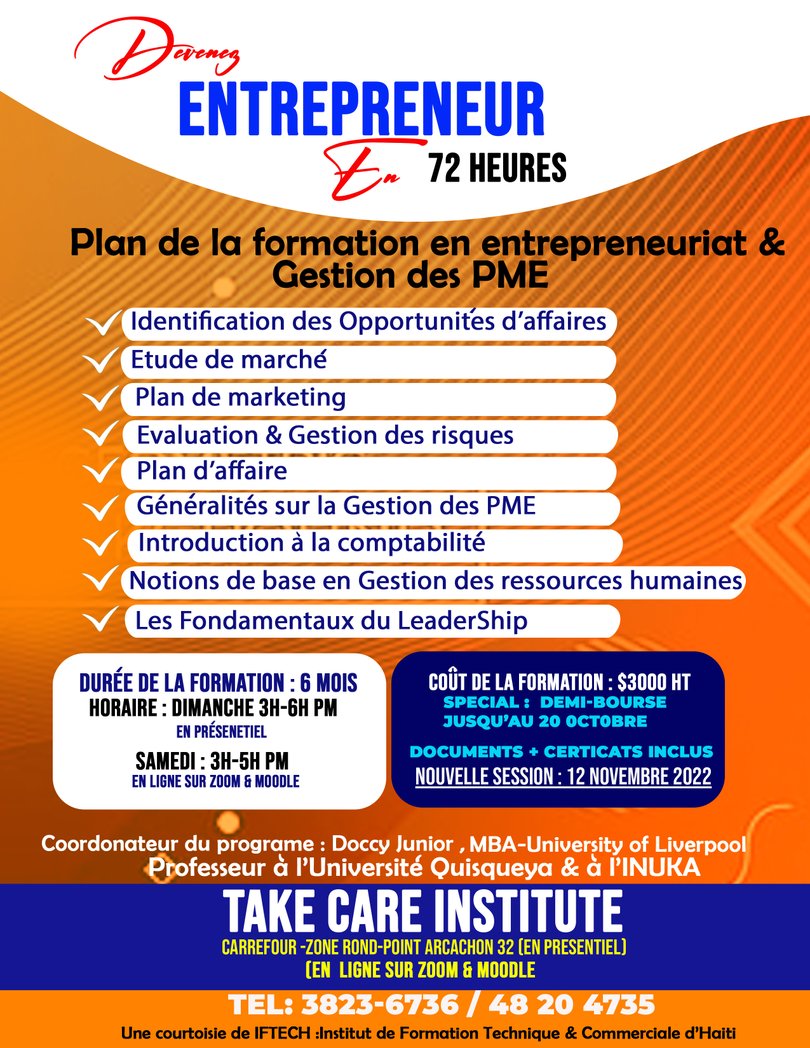 JrDoccy's tweet photo. Devenez Entrepreneur, Business Consultant ou Gestionnaire de PME https://t.co/yP19kEaBgG