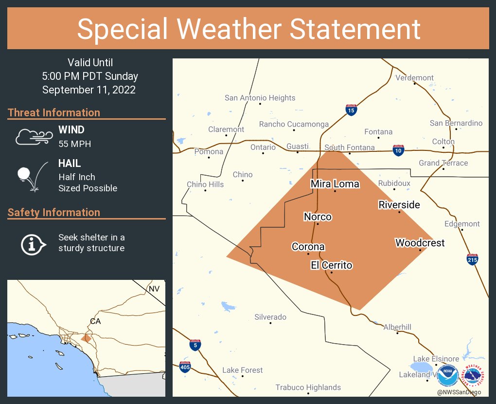 NWS San Diego on Twitter "A special weather statement has been issued