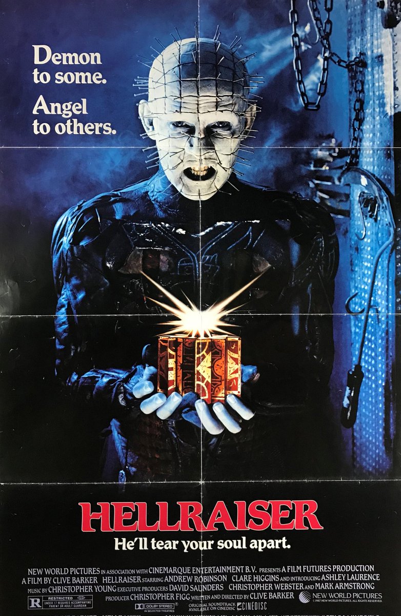 jimocya's tweet photo. The original Hellraiser turns 35 and Hellraiser III turns 30 today, so this is my night right here. 💀💨 #61DaysOfHalloween #Hellraiser #HellraiserII #HellraiserIII #MutantFam #HorroraFamily @kinky_horror https://t.co/WSg1K7Gztn