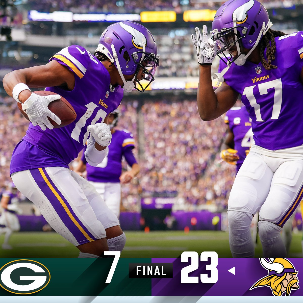 FINAL: <a href="/Vikings/">Minnesota Vikings</a> start the season with a win! #GBvsMIN #Skol