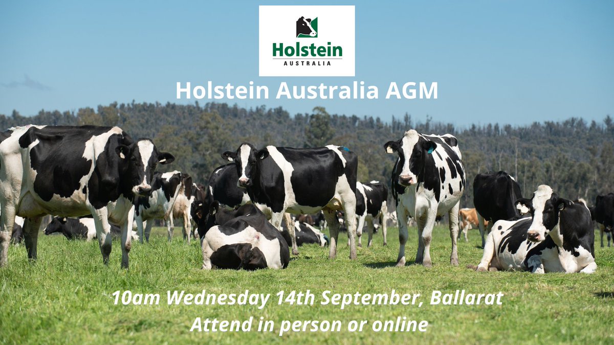 Can't get to Ballarat for the AGM? You can now attend online. Hit the link for information on registering, getting proxy forms to us if you can't attend and information on the Special Resolutions being tabled at the AGM - bit.ly/3dTYhfd

#HolsteinCommunity