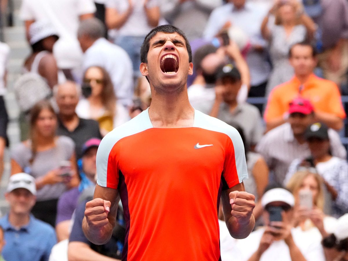 predictorRM's tweet photo. @usopen @carlosalcaraz Alcaraz is the youngest ATP No. 1 in history (surpassing Hewitt at 20 years and 9 months).

Second youngest to win US Open since Sampras in 1990 (Open Era) and youngest to win ATP 1000 Miami. Won both finals vs. Ruud in 2022.

First Grand Slam at the age of 19 like Nadal in 2005. https://t.co/qEYBMP2B4k