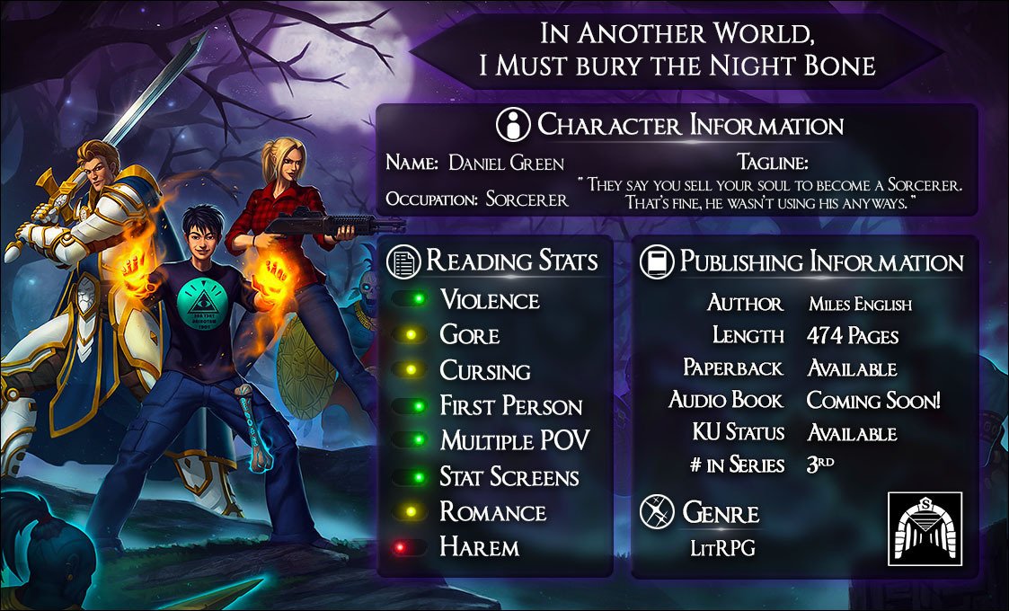 MilesEnglish7's tweet photo. Check out this sweet promo screen my publisher made for me! #litrpg #gamifiedui https://t.co/rL31pPW4SO