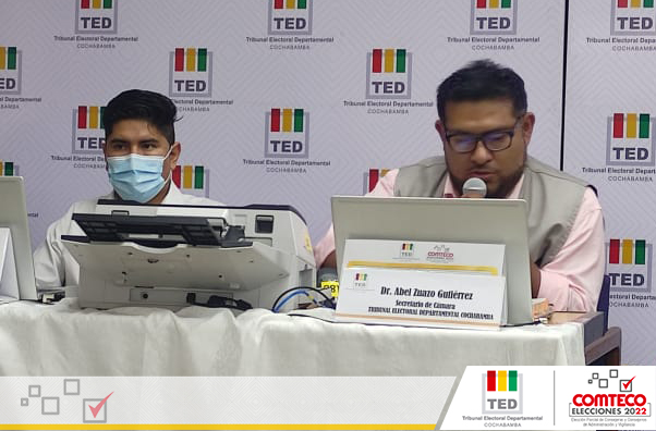 TEDCochabamba's tweet photo. La Sala Plena del #TEDCochabamba, instala el cómputo de votos - Elecciones COMTECO 2022.
#EleccionesCOMTECO2022 https://t.co/Th13N3DHkj