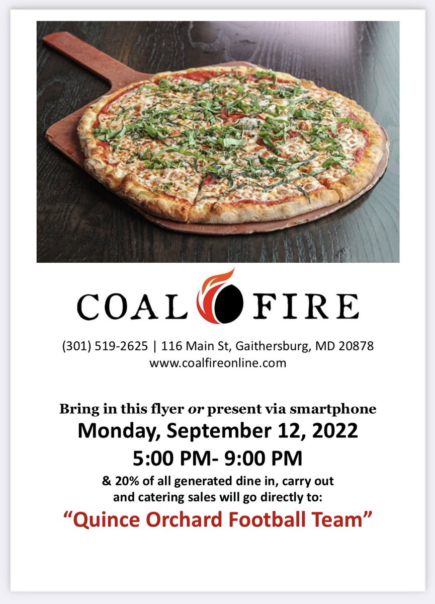 Support the football team and eat some pizza tomorrow from 5-9p. Don’t forget to show the flyer.