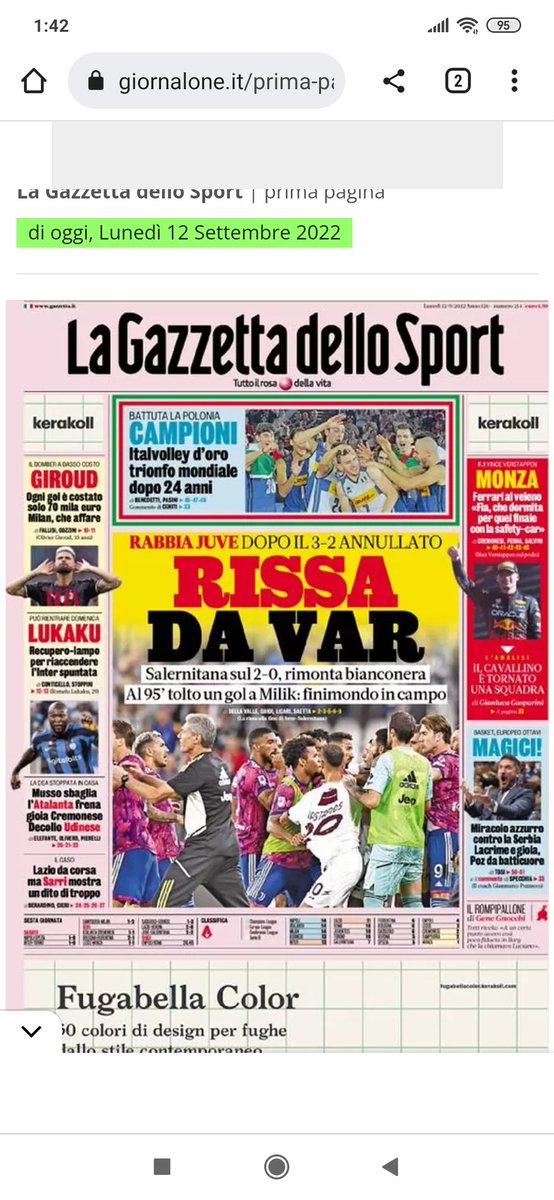 Ilsuperbo89's tweet photo. Ma perché in Italia dobbiamo tenerci questi quotidiani?
Avrebbero dovuto dividere a metà la prima pagina tra #italvolley e #ItalBasket.
Invece Juve,Var,#tottiblasi.
Anche da questo si capisce il Paese che siamo.
Penso a la copertina de l'Equipe se fosse accaduto in Francia.
Ecco. https://t.co/4k6ZFhMtxL