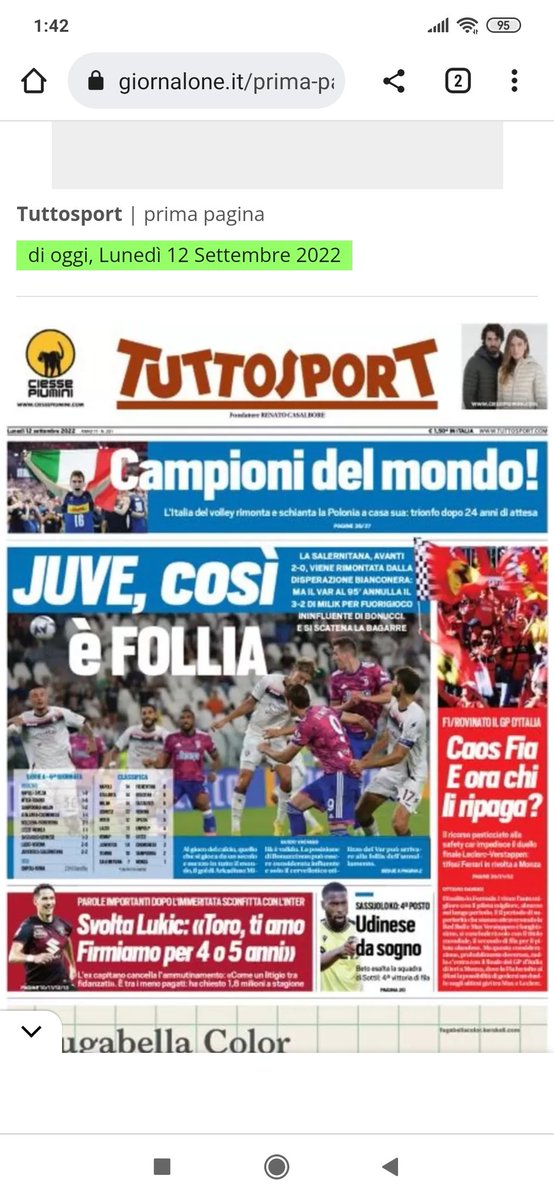 Ilsuperbo89's tweet photo. Ma perché in Italia dobbiamo tenerci questi quotidiani?
Avrebbero dovuto dividere a metà la prima pagina tra #italvolley e #ItalBasket.
Invece Juve,Var,#tottiblasi.
Anche da questo si capisce il Paese che siamo.
Penso a la copertina de l'Equipe se fosse accaduto in Francia.
Ecco. https://t.co/4k6ZFhMtxL