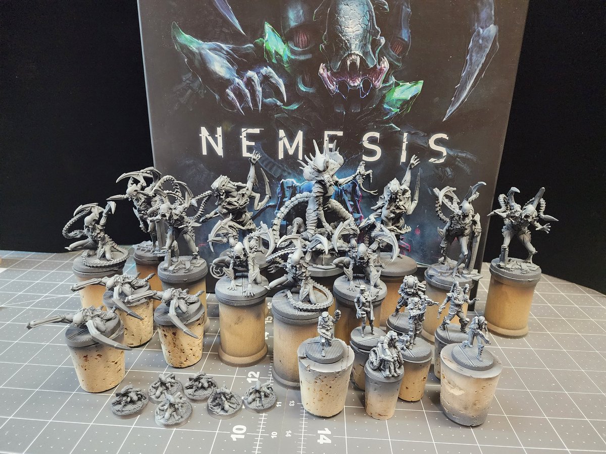 JSKrush's tweet photo. Started a new hobby project today after quite a substantial break. Hoping to make quick progress on this one and really excited to get some games in soon. 🌌🙀#nemesisboardgame https://t.co/iEk9UqFA7h