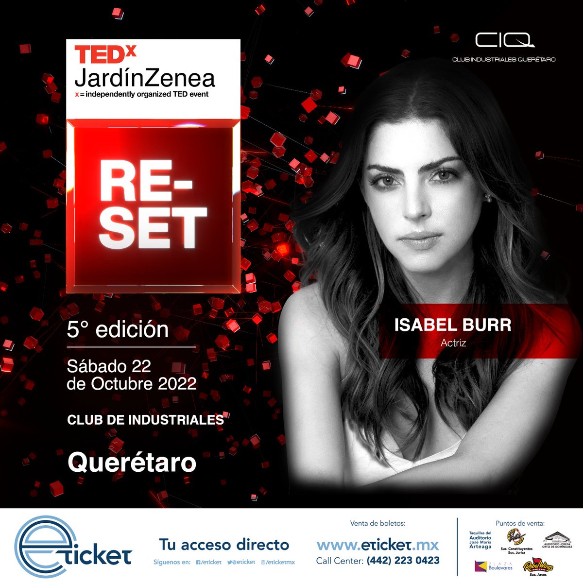❌ SPEAKER TEDxJZ 2022 - Isabel Burr - Actriz ❌ Sábado 22 de Octubre - Club de Industriales - 4PM - Boletos en Eticket 👉 eticket.mx/masinformacion…