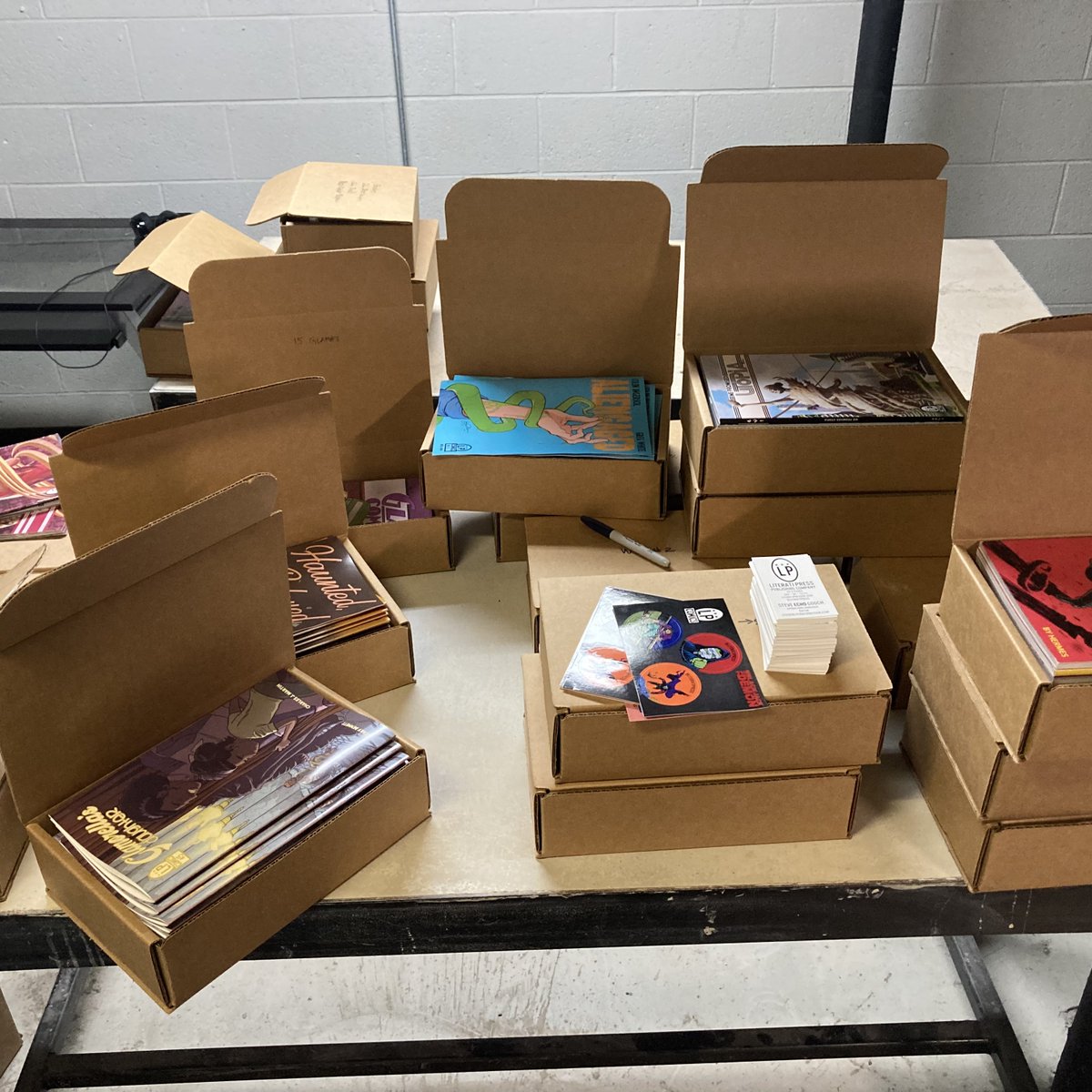 Packing for <a href="/SPXcomics/">SMALL PRESS EXPO</a>!
See you Sept 17 &amp; 18 in Bethesda.
Hermes and Echo will be at the table next repping all the #LPComics creators, @JerryBennettArt, <a href="/Alterici/">Natasha (covered in blood and glitter) 🌻🏴</a>, <a href="/TvliJacob/">Tvli jacob</a>, <a href="/JEOCreations/">Eric-JEO Creations</a>, <a href="/jkarts/">Jonathan Koelsch</a>, <a href="/CM_and_WW/">Charles Martin</a>, and more!