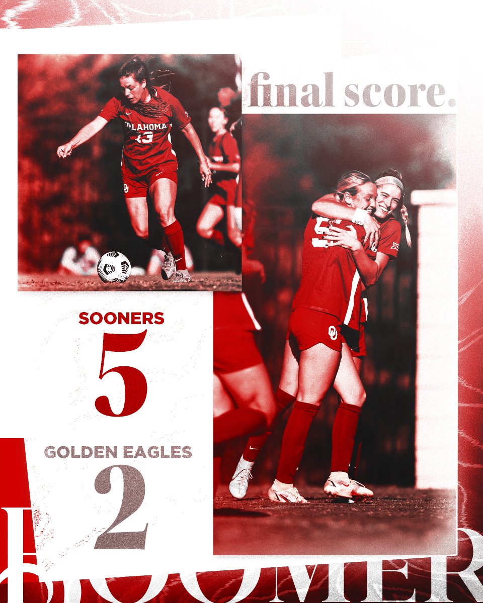 𝘽𝙊𝙊𝙈𝙀𝙍 🗣️

Five different #Sooners score goals as OU completes the weekend sweep in Tulsa! 

#BoomerSooner☝️⚽