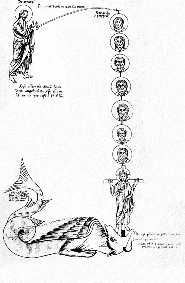 Leviathan (folio 84r) #herradoflandsberg #romanesque wikiart.org/en/herrad-of-l…