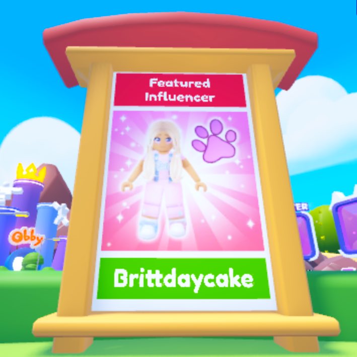 TheRyanPlays's tweet photo. The influencers board has been changed to promoting @brittdaycake, in @RoPetsGame!🧁
💕 @Roblox #roblox #robloxropets #RoPets #ropetstrades #ropetsupdate https://t.co/yD3eQpaXCb