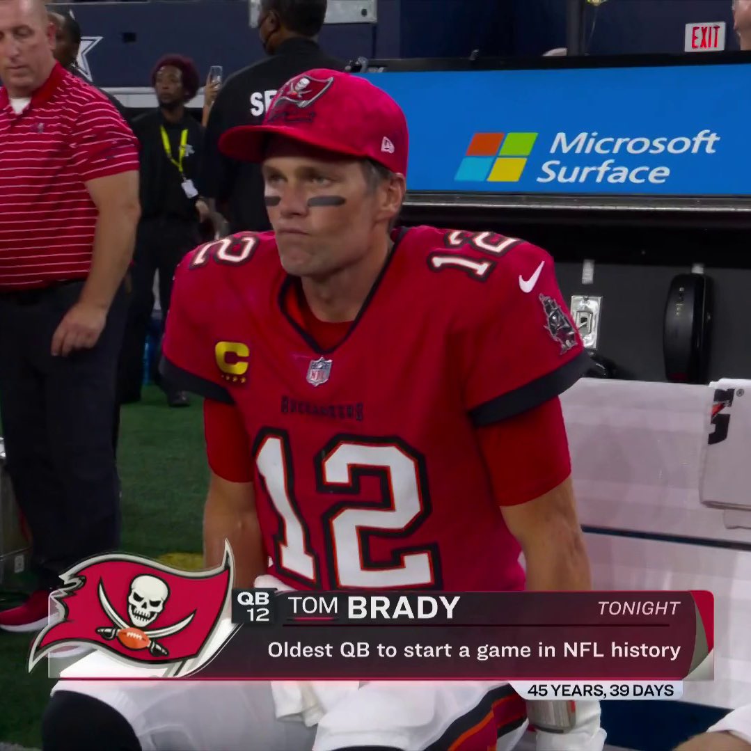 TomBradyEgo's tweet photo. Tom Brady's start tonight makes him the first QB in NFL history with 20 career starts on kickoff weekend! #GoBucs https://t.co/4XyJ5apqAj