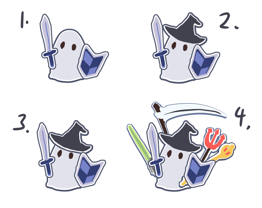 ShibaList's tweet photo. just popping in to say that yes, am still alive, am still doing VN dev (slowly)

here are some logo designs for amara's #SpooktoberVNJam entry, which is adorable as heck and y'all should play it when it comes out

#vndev #indiedev https://t.co/2yABG6lwhb