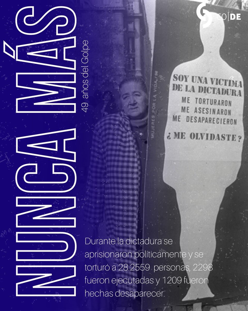 codeuchile's tweet photo. 🌹 a 49 años del Golpe de Estado, como CoDe decimos #NuncaMas .
 Por la Democracia y los Derechos Humanos, exigiendo Justicia, Verdad y Reparación 🌹 https://t.co/CnSjMVj5wT