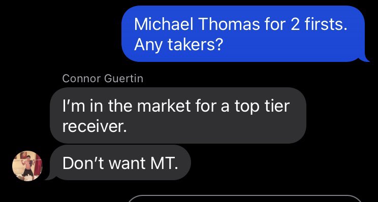 GM_OliverC's tweet photo. @Cantguardmike outscored the combination of @PleaseAnd_ starting WR this week which will likely lead to a week 1 loss. #Idiot #DoubtHim #BetOnTalent https://t.co/yx4b9znniM