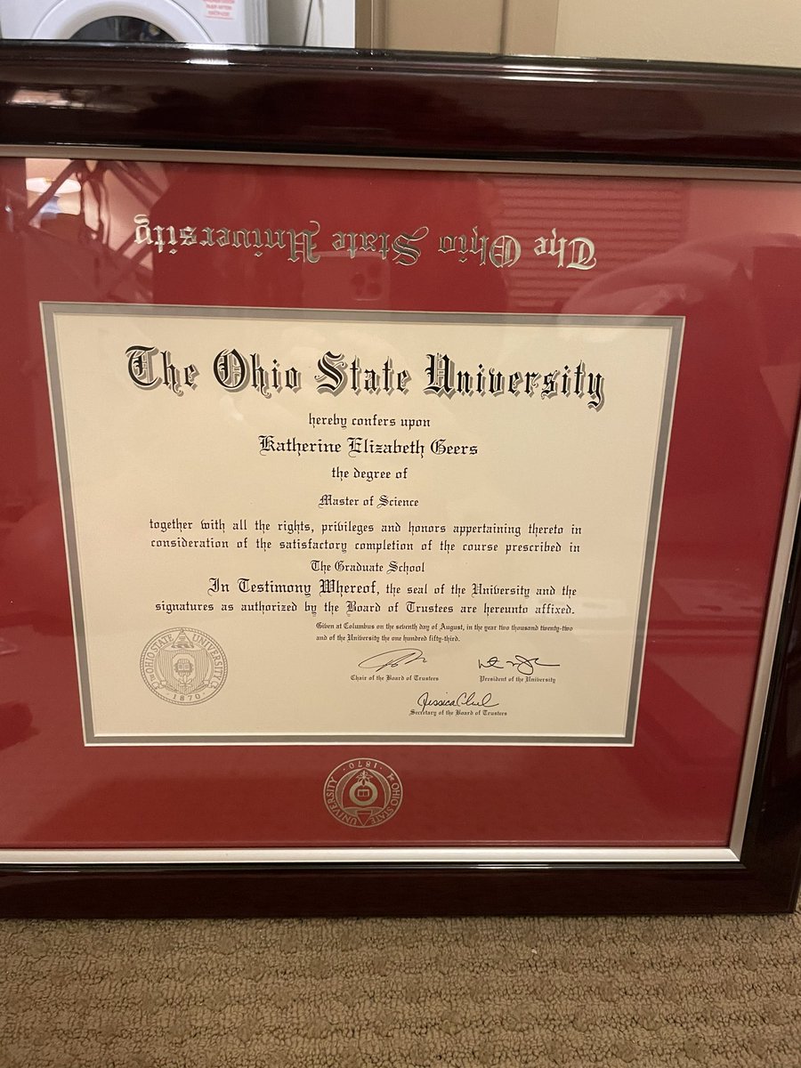 kt_geers's tweet photo. hanging my master’s diploma in this frame my parents got me as a graduation gift and when i flipped it over i had done it upside down, just a nice little reminder to stay humble out there everyone 😎 https://t.co/TahzY54Lz3