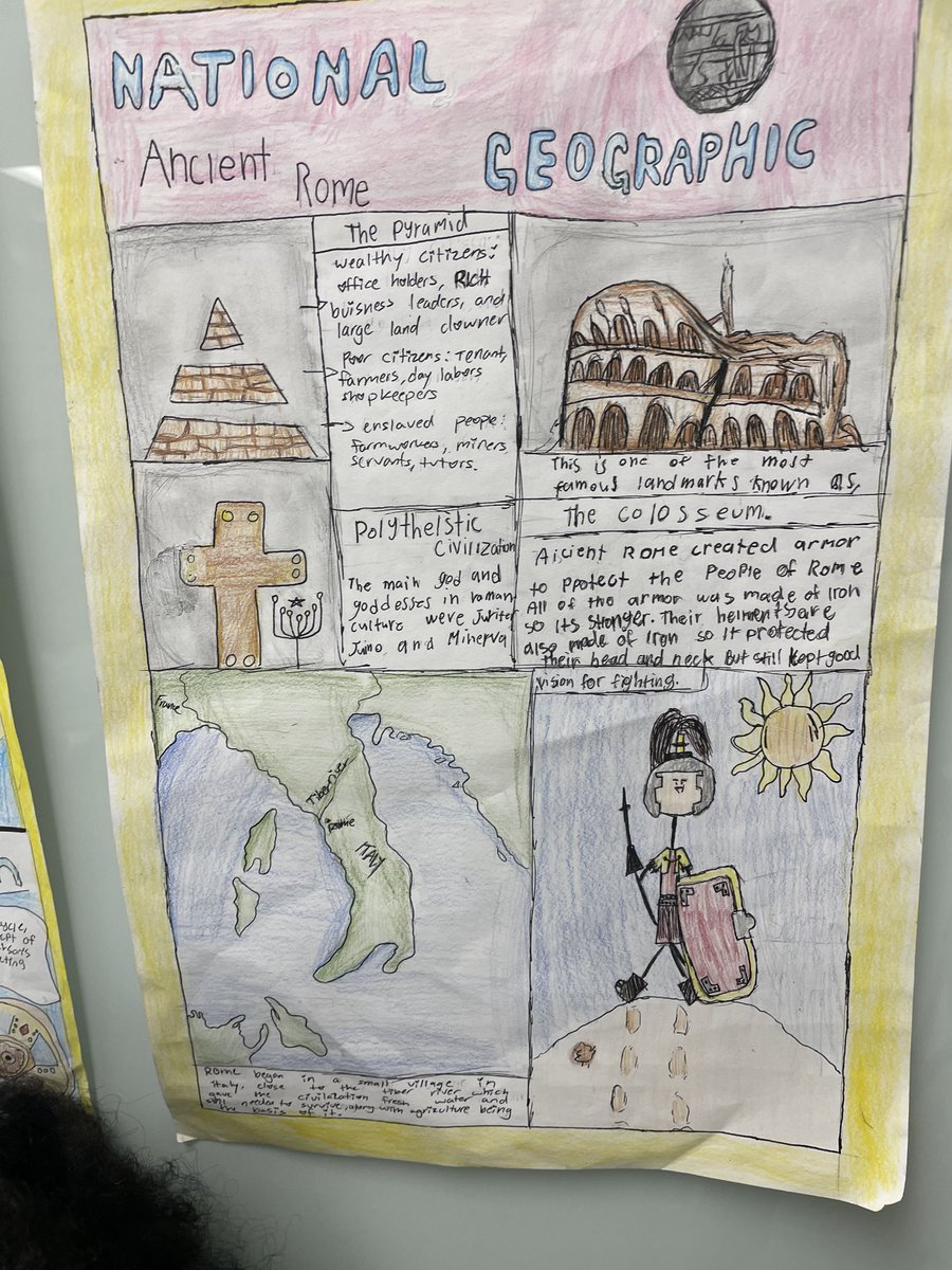 PrincipalCoward's tweet photo. Ms. Jones's 6th Grade Social Studies completed their first group project that previewed all of the civilizations that they will be covering this year. The project required research and a presentation. Here are a few examples of their finished products. #socialstudies #teaching https://t.co/UbxDdUBbJO
